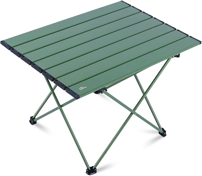 iClimb Ultralight Compact Camping Folding Table with Carry Bag (Green - L)