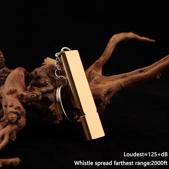 kcrygogo Loud Bear Bells with Leather Button Strap and Emergency Whistle for Survival, Hiking, Biking, Fishing, Climbing（2sets