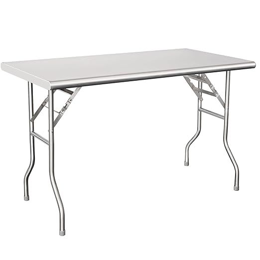 HARDURA Folding Stainless Steel Table 30X48 Inches with Legs NSF Commercial Portable Folding Prep Table for Restaurant Kitchen Home and Hotel
