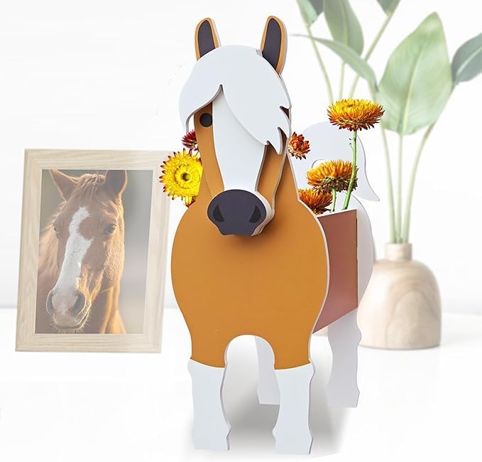 Horse Planter, Pet Shape Garden Pots Plant Pots for Indoor/Outdoor Gardens Decoration, Cute, Surprise Gifts/Souvenirs for Pet Lovers (Large)