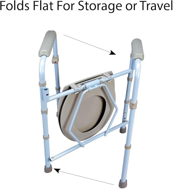 Carex 3-in-1 Folding Bedside Commode with 42 Pack Commode Liners - Porta Potty for Adults - Portable Toilet for Camping, Supports Up to 300lbs, Bedside Commodes for Seniors and Commode Chair