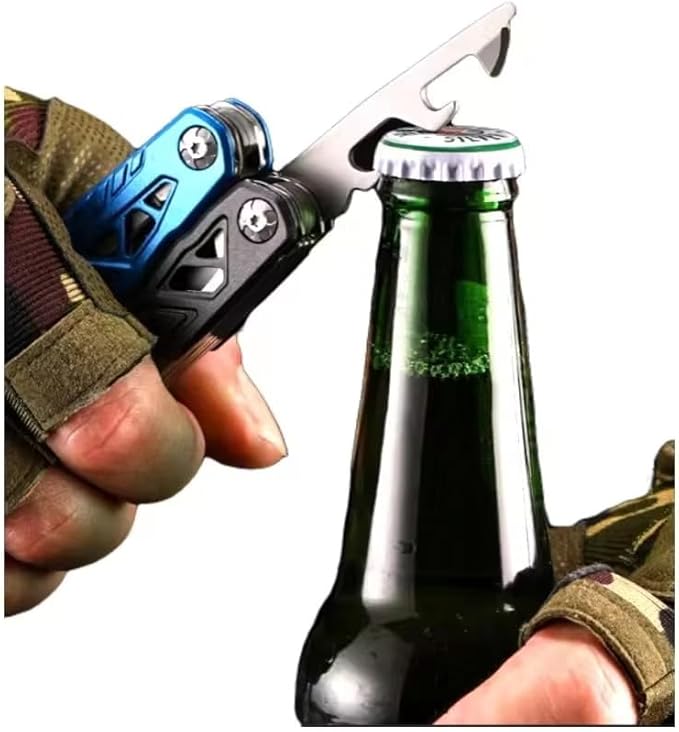 MALOM 18-in-1 Upgraded adjustable Hammer, Stainless Steel multitool Pliers with Replaceable Tungsten Wire Cutters, Bottle Opener, Nylon Sheath, Ideal for Camping, Survival, Hunting (Blue)