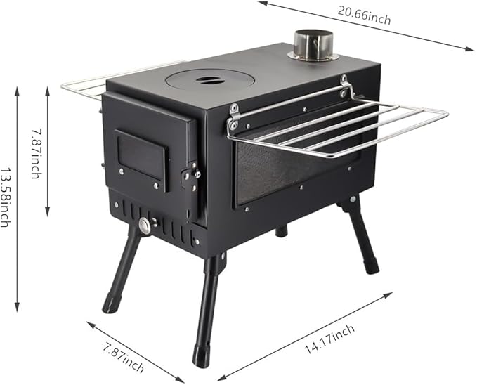 outdoor Camping Stove Portable Tent Keep Warm Stove With Chimney Pipe Camping Accessories Backpacking BBQ Hiking Picnic Outdoor Cooking Tools