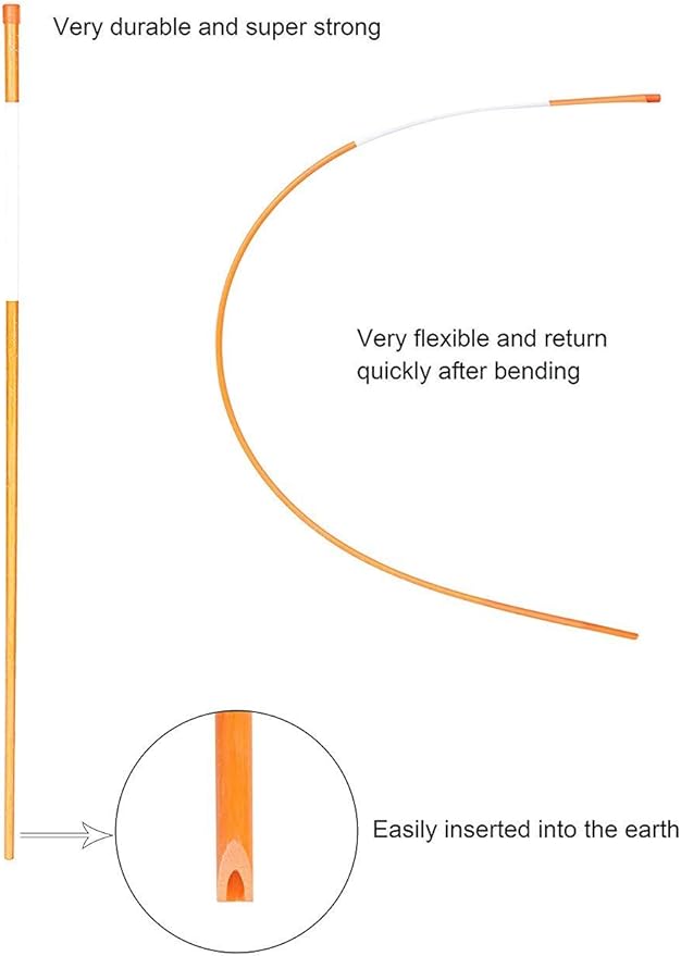 60-Inch Hollow Reflective Driveway Markers Driveway Poles for Easy Visibility at Night, 1/4Inch Diameter Orange, 20 Pack