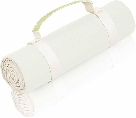 4’9” x 6’3” White Lightweight Water-Resistant Canvas Mat – Picnic, Outdoor, Beach, Park, Camping, Toy Mat