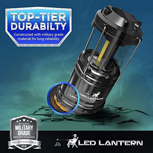 MalloMe LED Camping Lantern Flashlights 2 Pack & 4 Pack - Super Bright - 350 Lumen Portable Outdoor Lights (Black, Collapsible)