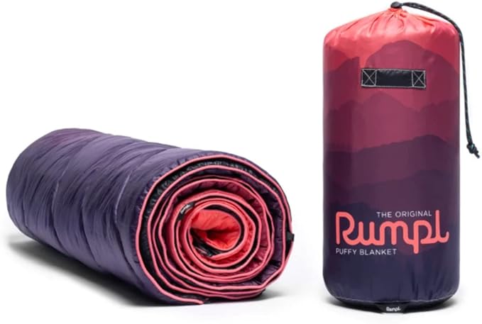 Rumpl Original Puffy Blanket - Warm, Water-Resistant Camping Blanket with 100% Recycled Synthetic Insulation, 52"x75", Original Puffy V1, Rocky Mountain Fade