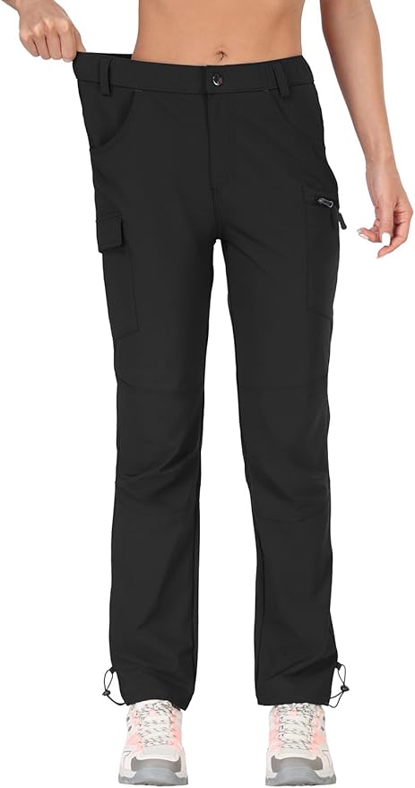 GymBrave Women's Hiking Cargo Pants Quick Dry Outdoor Camping Capris Water Resistant UPF 50 with Zipper Pockets