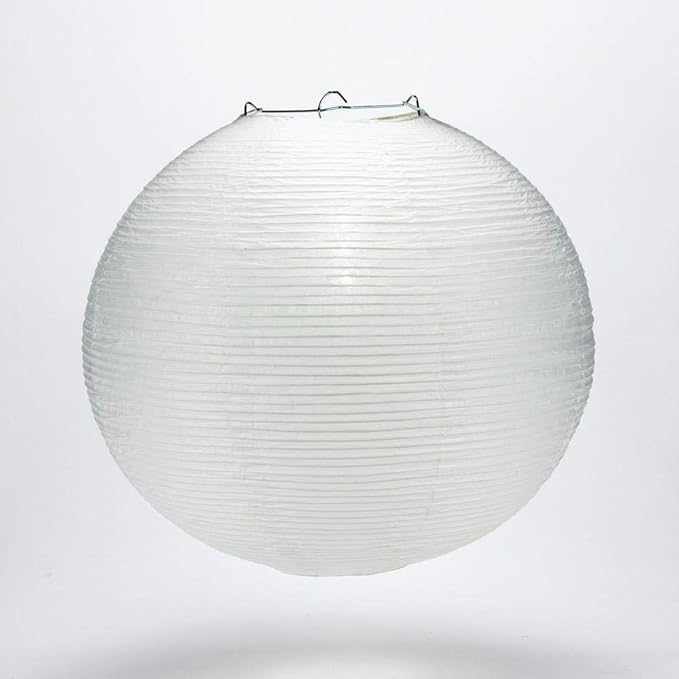 PaperLanternStore.com 14 Inch White Fine Line Premium Even Ribbing Paper Lantern, Extra Sturdy