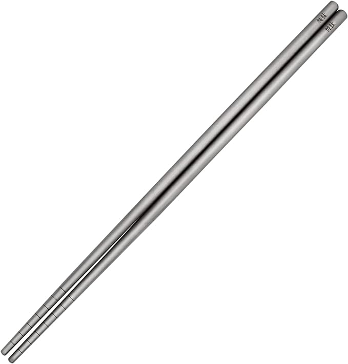 Pure Titanium Chopsticks 1 Pair with Carry Case, 9' Lightweight Reusable Travel Utensils, Non-Slip, Dishwasher Safe, Eco-Friendly, Portable, Grey, 2023 Gift