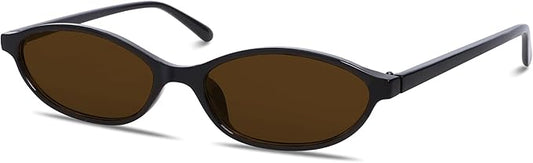 Retro Oval Sunglasses for Women Chic Cat Eye 90s Sunnies Lightweight Narrow Shades Trendy UV protection Sun Glasses