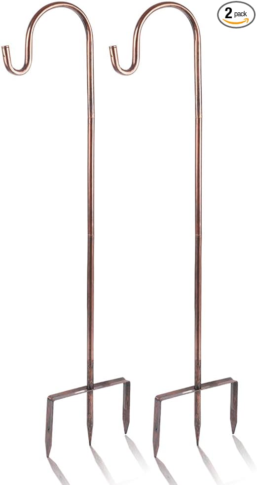 2 Pack Shepherd Hook 31 inch 1/2 inch Thick Use at Weddings, Hanging Solar Lights, Lanterns, Bird Feeders, Metal Hanger Hook (Bronze, 31 inch) U.S. Patent.