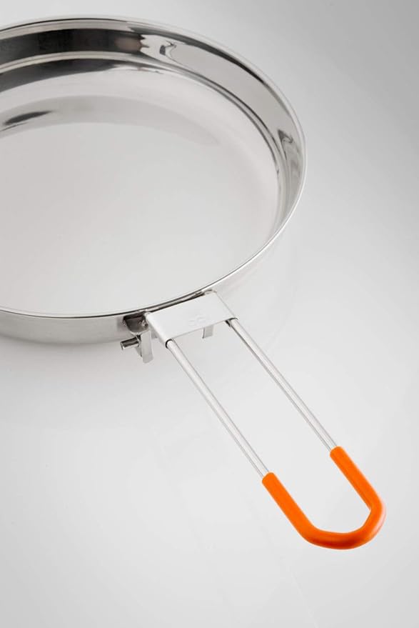 GSI Outdoors Glacier Stainless Steel Base Camper - Medium - 3 Pieces Cookset - Compact, & Durable Pot Pan for Camping