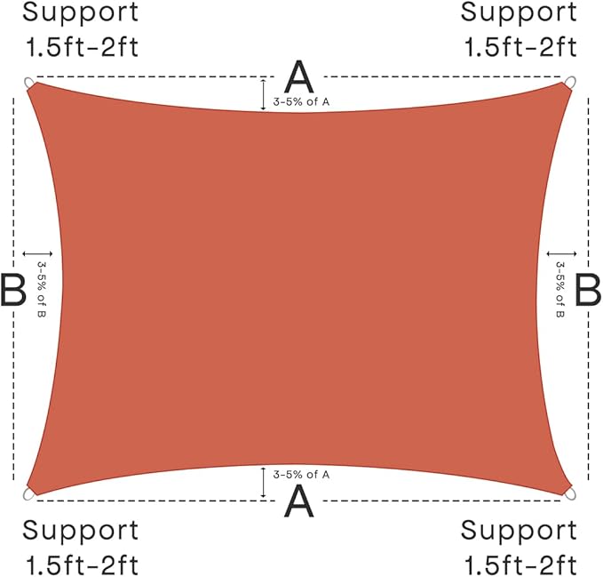 Sun Shade Sail Canopy, 8'x 10' Rectangle 95% UV Block Shade Cover for Outdoor, Backyard Patio, Lawn, Garden, Sandbox Carpor Brick Red