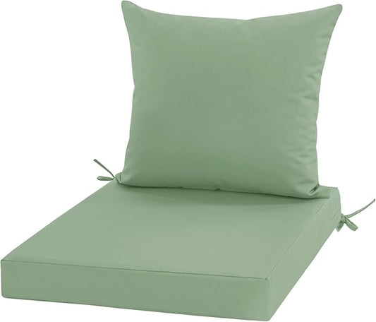 Outdoor Chair Cushions, Waterproof Outdoor Cushions for Patio Furniture w/Fade-Resistant, Removable & Machine-Washable Covers, 19x19 Inch, Ideal for Seat in Gardens/Porch – Set of 1/2/4, Sage Green