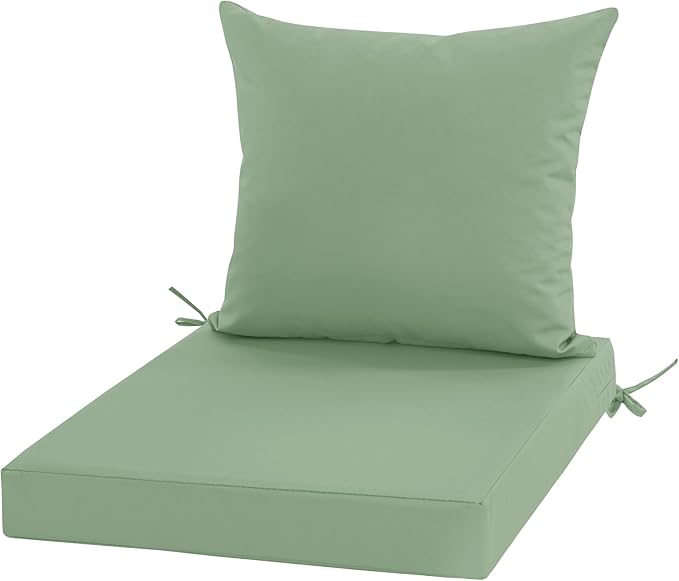 Outdoor Cushions for Patio Furniture, Waterproof Outdoor Chair Cushion w/Fade-Resistant, Removable & Machine-Washable Cover, 22x22 Inch, Deep Seat Sofa/Couch Pads Replacement, Sage Green