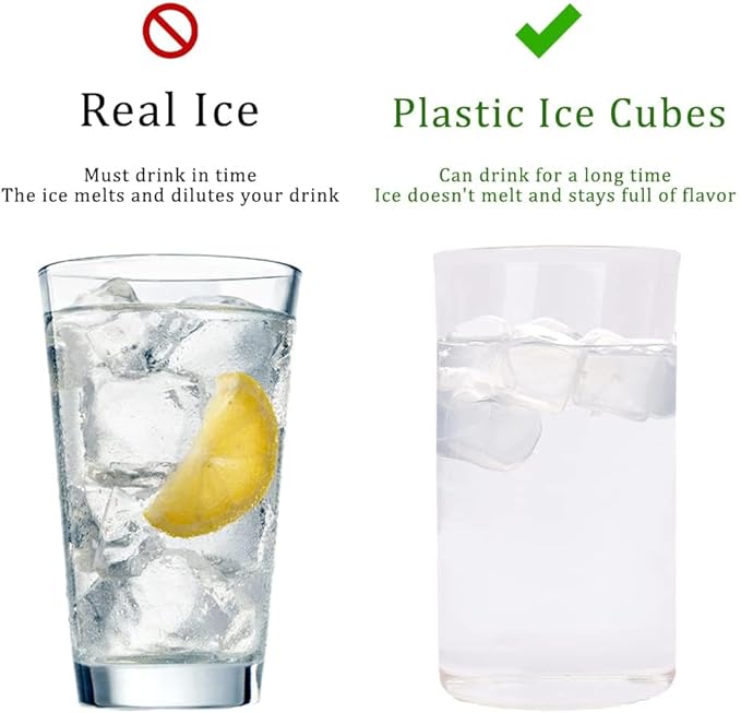 20 Pack Reusable Ice Cubes for Drinks, Refreezable Plastic Ice Cubes Without Diluting, Permanent Ice Cube Frozen BPA Free, Cocktails Like Whiskey, Wine, or Coffee