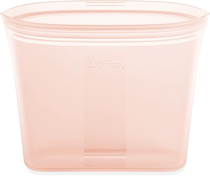 Zip Top Reusable Food Storage Bags | Sandwich Bag [Peach] | Silicone Meal Prep Container | Microwave, Dishwasher and Freezer Safe | Made in the USA