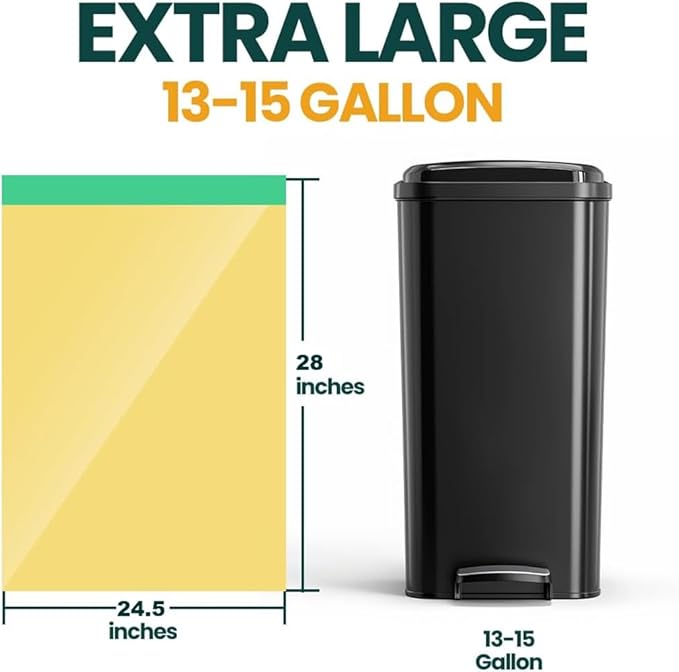 13 Gallon Trash Bags with Drawstrings, 80 Bags Made from 50% Recycled Plastic, Code K Leakproof and Tear-Resistant, Tall Kitchen Garbage Bags for Home and Office