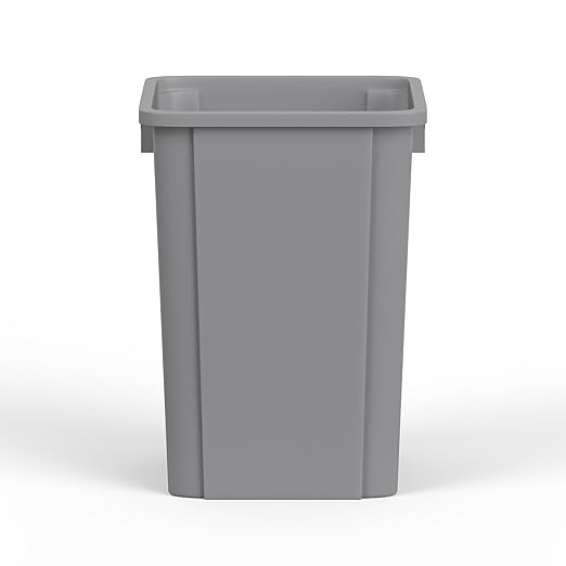 19 Gallon Gray Square Commercial Trash Garbage Can | Outdoor Office Restaurant School Kitchen