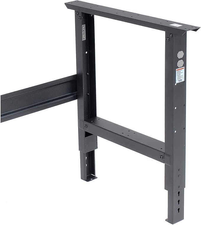 Global Industrial Adjustable Height Workbench C-Channel Leg, 60" W x 30" D, 1-3/4" 12-Gauge Steel Top with Square Edge, 2000 Lbs. Capacity, Black, Industrial Workbench