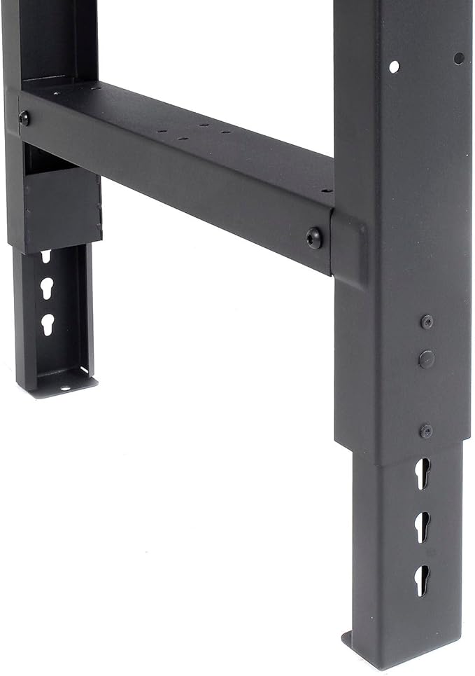 Global Industrial Adjustable Height Workbench C-Channel Leg, 60" W x 30" D, 1-3/4" 12-Gauge Steel Top with Square Edge, 2000 Lbs. Capacity, Black, Industrial Workbench