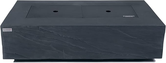 Elementi+ | Cape Town Gas Fire Pit Cast Concrete 56" Rectangular Fire Table, Outdoor Fire Pit Electronic Ignition | Canvas Cover, Fire Glass and Burner Lid Included | Dark Gray | Propane Gas