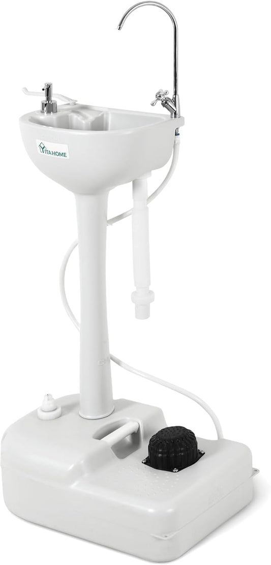 YITAHOME Upgrated Portable Sink Camping Hand Washing Station with 17 L Wash Basin Stand, Rolling Wheels, Soap Dispenser, Towel Holder, for Garden, Outdoor, Travel, Boat, Gather, Indoor, Worksite