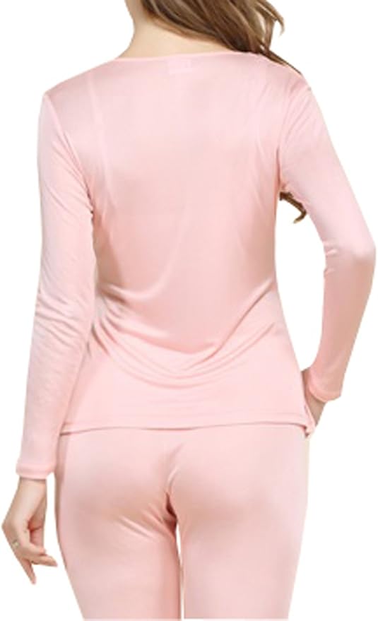 Grenasasilk Womens Silk Long Underwear Mulberry-silk Long Johns Thermal Underwear Sets Cold Weather Base Layer