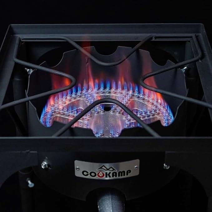 High Pressure Propane Burner Banjo Single Wok Burner 200,000BTU with Adjustable Height. 0-20 PSI Adjustable Regulator and Steel Braided Hose SA1550 (200,000BTU)