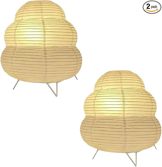 YY YEARCHY Table Lamp Paper Lamp Desk Standing Lamps with Rice Paper Shade for Bedroom Livingroom (Cloud 2 Pack)