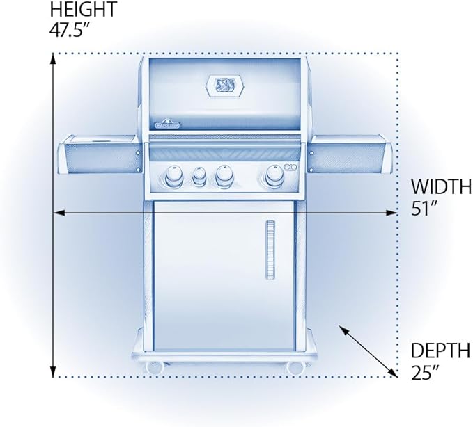 Napoleon Rogue 425 Natural Gas Grill with Range Side Burner, Black, 3 Stainless Steel Main Burners, Durable Heat Control