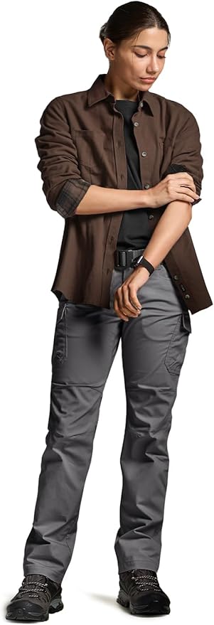 CQR Women's Flex Stretch Tactical Pants, Water Resistant Ripstop Cargo Work Pants with Pockets for Outdoor & Hiking