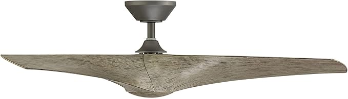 Zephyr Smart Indoor and Outdoor 3-Blade Ceiling Fan 52in Graphite Weathered Wood with Adjustable CCT 2700K-3000K-4000K-5000K LED Light Kit and Remote Control works with Alexa, and iOS or Android App