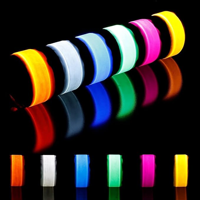 Amarlozn LED Light up Slap Wristband, Flashing Bracelets for Kids, Glow in The Dark Armband for Adults, Night Safety Toys for Walking Running Camping, Christmas New Year Party Supplies Gift 6 Pack