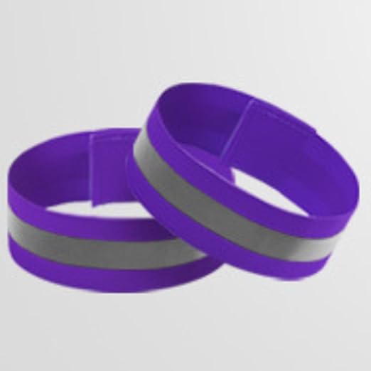 4PCS Reflective Wrist Strap 4x1.5cm Running Safety Gear Reflective Wristbands High Visibility Bike Ankle Bands Reflector Armband Self-Adhesive Reflective Bands for Walking,Night Sports Purple