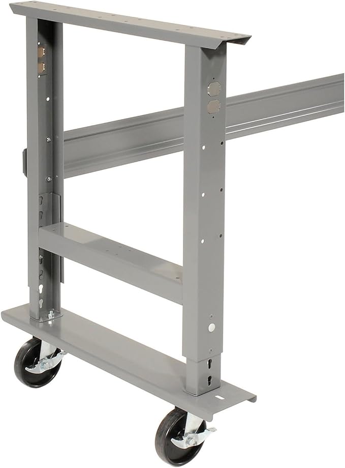 Global Industrial Mobile Adjustable Height Workbench, Maple Butcher Block Square Edge, 96" W x 36" D, Gray