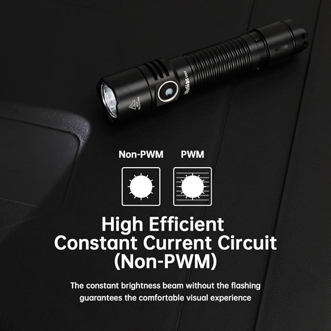 Wurkkos TD05 Rechargeable Flashlights USB C, Max 1800Lumen Tactical Led Flashlight Dual Switch Design, 373M Long Range EDC Flashlight, IP68 Waterproof Flashlight for Indoor Outdoor Usage-Black