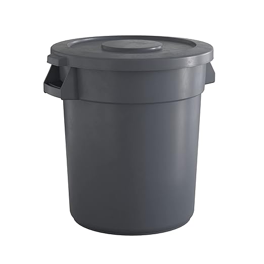 20 Gallon Gray Round Commercial Trash Can with Lid
