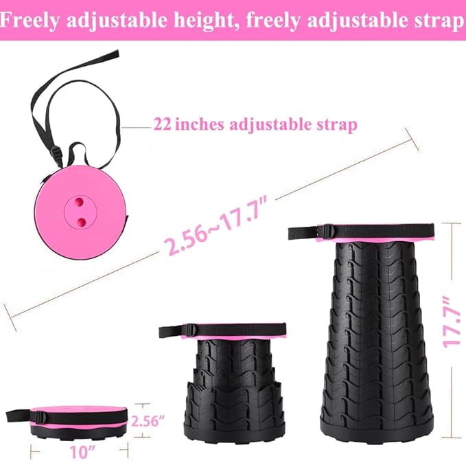 Fishboy Upgraded Collapsible Stool, 400lbs Max Weight, Lightweight But Sturdy, Portable Retractable Folding Telescoping Foldable Camping Stool for Adults Outdoor Fishing Hiking BBQ