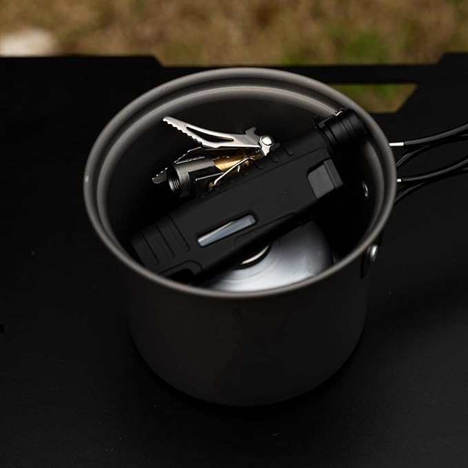 Outdoor Gas Stove Camping Burner Portable Mini Folding Stove Gas Heater Survival Furnace Foldable Furance Head for Picnic Cooker 49g Maximum firepower of BRS-3000T Stove