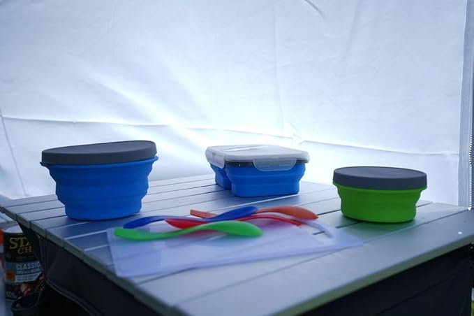 Collapsible Silicone Bowl with Lid for Camping and Backpacking - Camping Dishware Gear Essentials in Small/Medium/Large (Made by Caddis Sports) (Medium (Green))