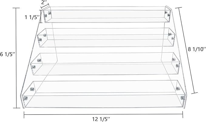 PMMASTO Tiered Spice Rack, Seasoning Organizer, Clear Acrylic Vertical Shelves Can Organizer for Countertop, Cabinet, Pantry, Kitchen Organization and Storage - 4 Tier