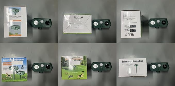 2025 Solar Ultrasonic Raccoon Squirrel Deer Repellent Rabbit Deterrent Animal Repeller Sonic Fortress Pro with Flash Light Motion Sensor to Keep Cat Dog Fox Skunk Out of Garden Yard(2Pack)