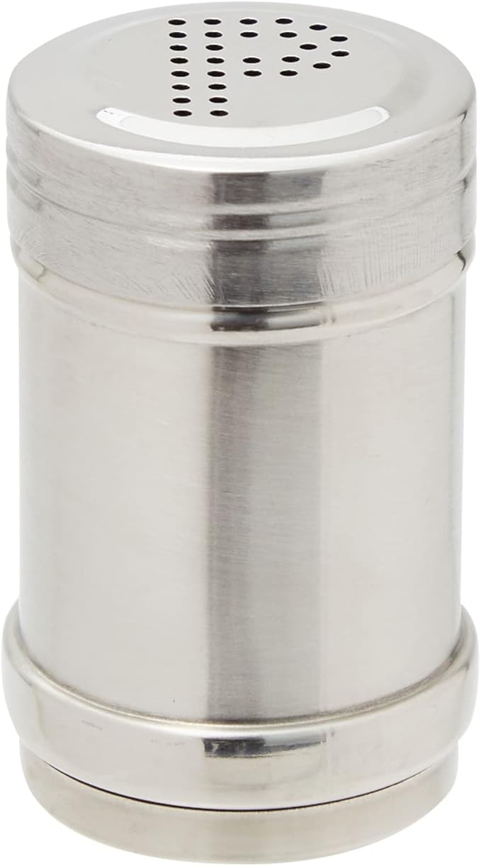 2 oz Stainless Steel Metal Salt and Pepper Shakers Set for Kitchen, Dinner Table, Cooking, Travel, Refillable, Perforated "S" and "P" Caps (3.5 in)