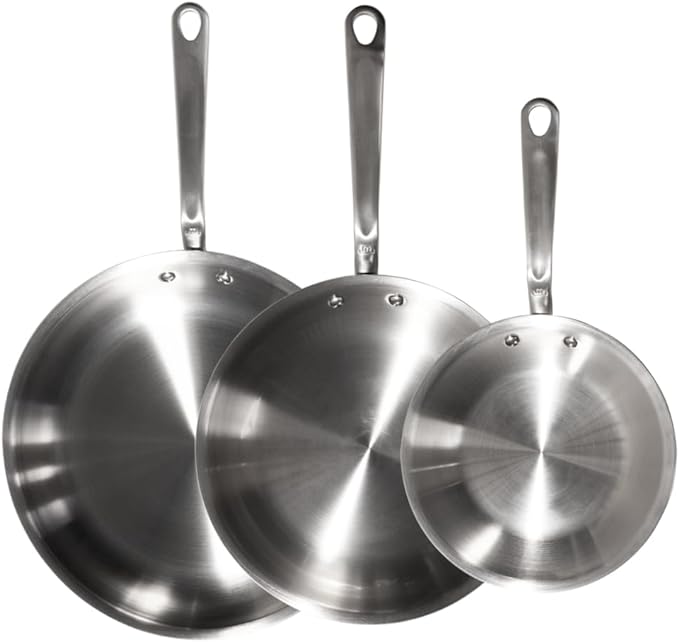 Made In Cookware - 3-Piece (Includes 8",10",12") Stainless Frying Pan Set - 5 Ply Stainless Clad - Professional Cookware - Crafted in USA - Induction Compatible
