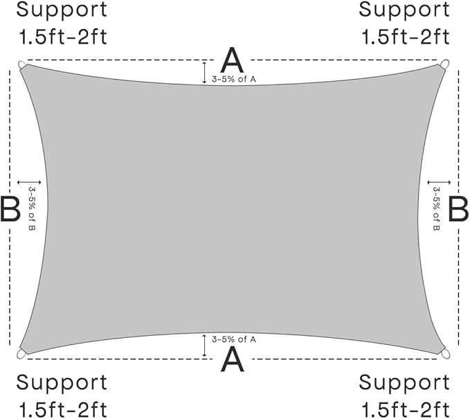 Sun Shade Sail Canopy, 6'x 10' Rectangle 95% UV Block Shade Cover for Outdoor, Backyard Patio, Lawn, Garden, Sandbox Carpor Light Gray