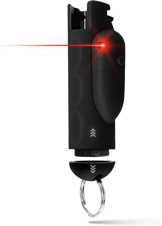 Guard Dog Security AccuFire 2 - Laser Sight Pepper Spray Self Defense - 20% Smaller - Instant Release - 16 Feet Safety Range - Maximum Strength - Finger Grips - Soft Touch Body