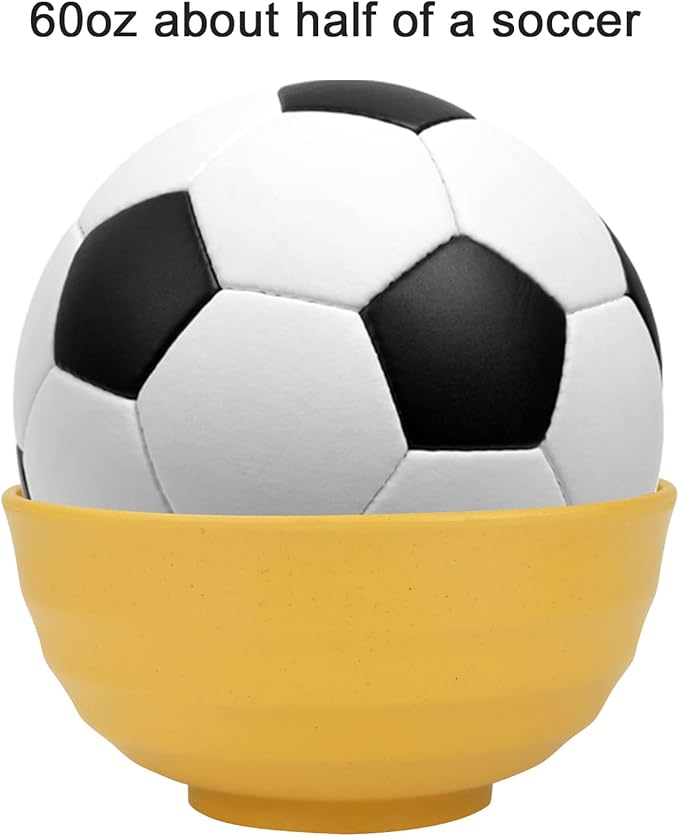 Homienly Wheat Straw Large Bowls, 60 OZ Large Capacity Salad Bowl,Unbreakable Bowl Set of 6, Serving Bowls for Kitchen, Picnic, Party, Microwave and Dishwasher Safe Camping Bowl Set-Multi