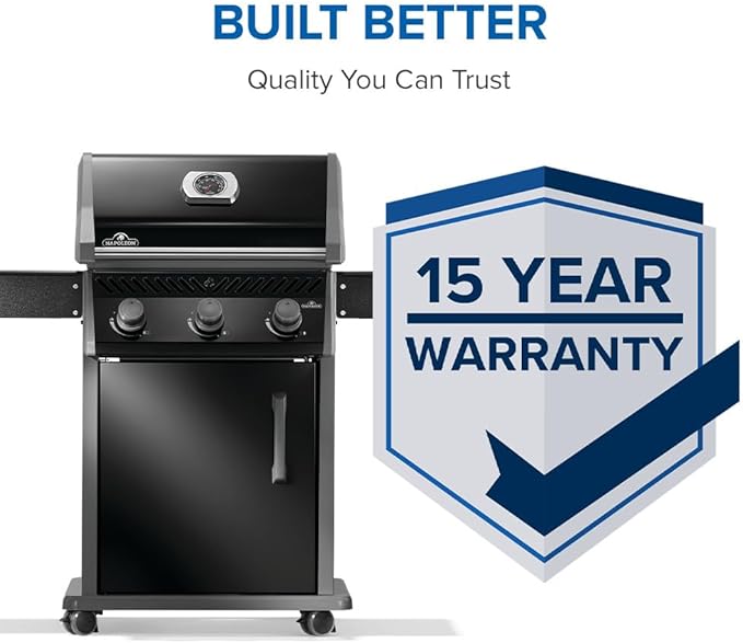Napoleon Rogue 425 Propane Gas Grill, Black, Durable 3-Burner BBQ